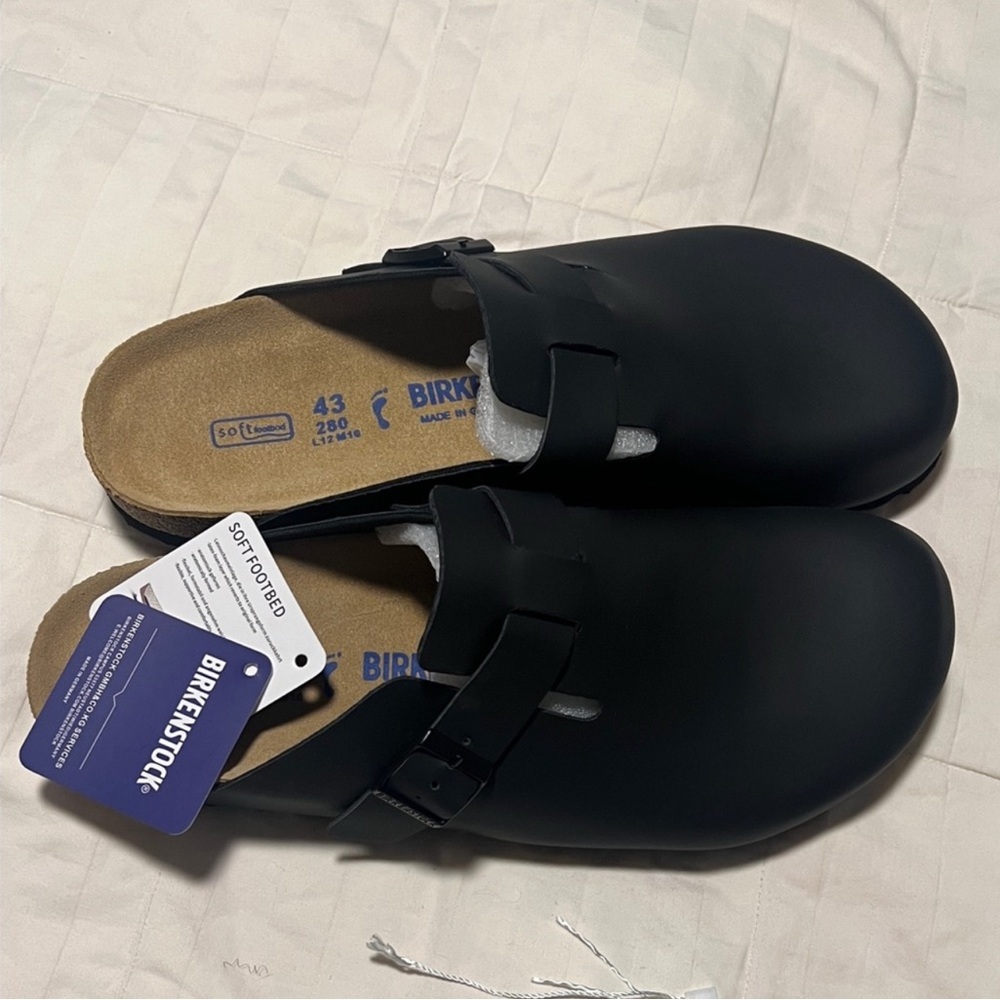 Birkenstock Matte Black Slip-On Clogs. Gifted but too big.